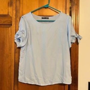 NWOT Shein light blue short sleeve blouse size small